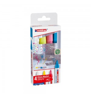 Marcador Quadros Vidro Edding 95 1,5-3mm 4 Cores Br Am Rs Az