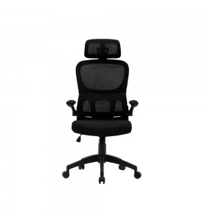 Cadeira Direção Giratória Metal Tecido Preto