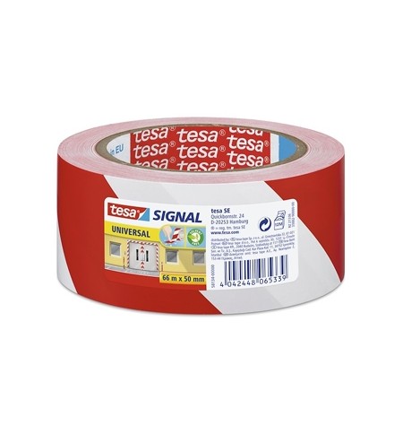 Fita Adesiva PVC Sinalizacao Vermelho/Branco Tesa 50mmx33mts