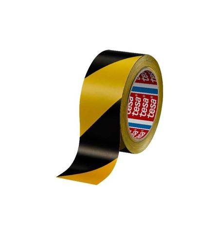 Fita Adesiva PVC Sinalização Amarelo / Preto Tesa 50mmx33m