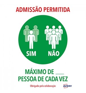 Sinalética Admissão Permitida N Pessoas Adesivo A4 2un