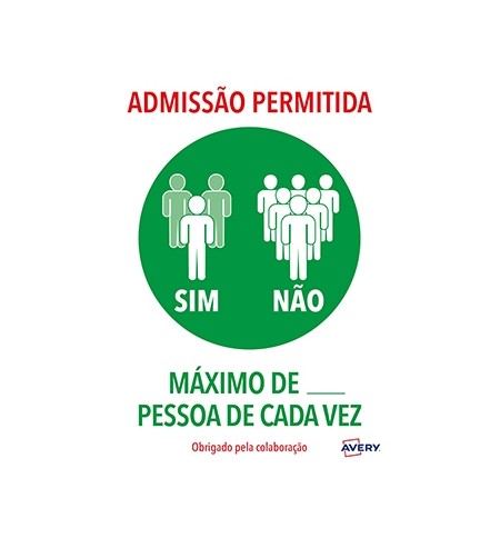 Sinalética Admissão Permitida N Pessoas Adesivo A4 2un