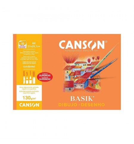 Papel Desenho A4 130gr Canson Basik Minipack 10Fls