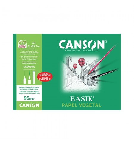 Papel Vegetal A4 95g Canson Basik Minipack 12Fls