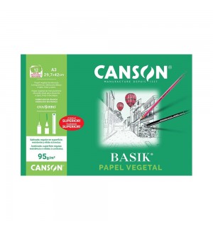 Papel Vegetal A3 95g Canson Basik Minipack 12Fls