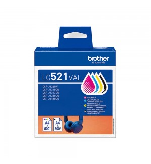 Pack Tinteiros Brother LC521VAL 4 Cores 500 Pág.