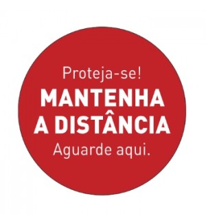 Sinalética MANTENHA A DISTÂNCIA Vinil Portas 347x347mm