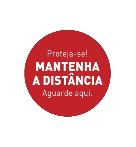 Sinalética MANTENHA A DISTÂNCIA Vinil Portas 347x347mm