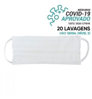 Máscara Reutilizável 20 Lavagens Branco (Pregas) 1un