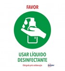 Sinalética Usar Liquido Desinfetante Adesivo A4 2un
