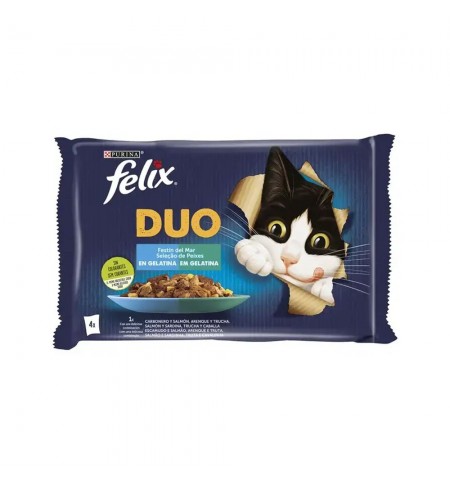 Alimento Húmido para Gato Duo Felix Fantastic Peixe 4x85gr