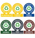 Sinalética Separação Resíduos Plástico Adesivo 141x110mm 6un