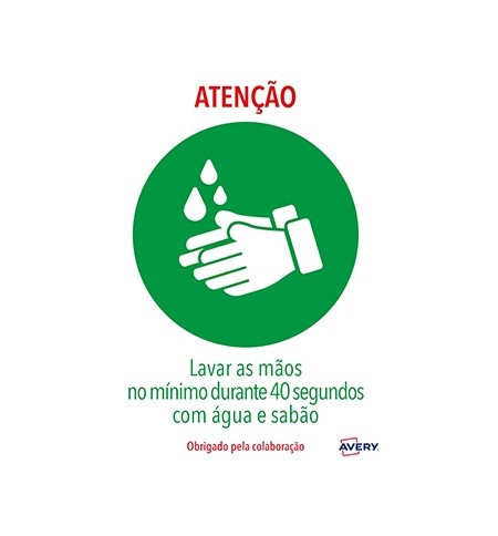 Sinaletica (Lavar as Maos) Adesivo A4 2un