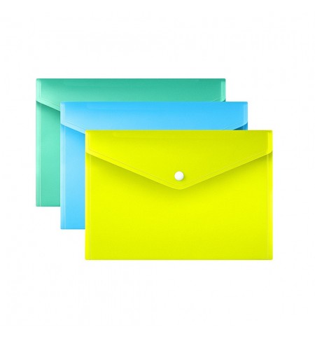 Bolsa Envelope A4 Fecho Botão Plástico Sortido 3un