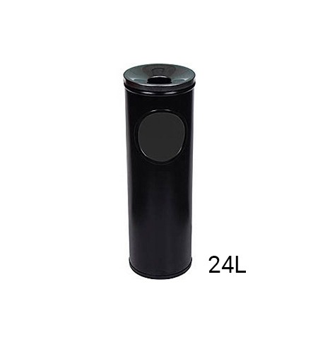 Cinzeiro Papeleira Vertical Redondo Preto