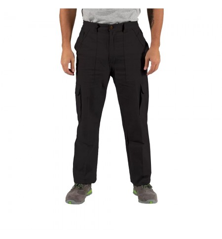 Calças Sarja Multibolsos Unissexo Tamanho L Preto