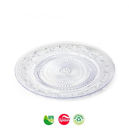 Pratos 25cm Plástico Reutilizável Cristal Transparente 1un