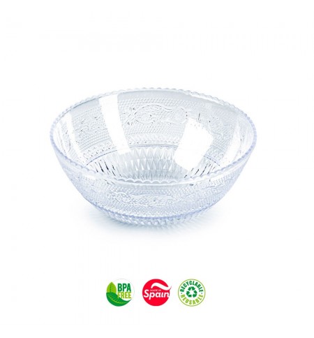 Tigela 13,5cm Plástico Reutilizável Cristal Transparente 1un