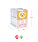 Bloco 2 Gavetas Plástico 29x37,5x43,5cm Volga Zoo Sortido