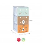 Bloco 3 Gavetas Plástico 29x37,5x64,5cm Volga Zoo Sortido