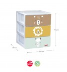 Bloco 3 Gavetas Plástico 36,5x39,5x46,5cm Rin Zoo Sortido