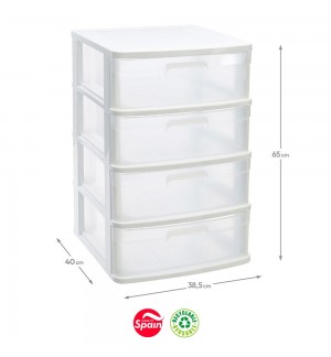 Bloco 4 Gavetas Plástico Sena 38,5x40x65cm Branco