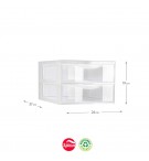 Bloco 2 Gavetas Plástico Easy 26x37x19cm Transparente