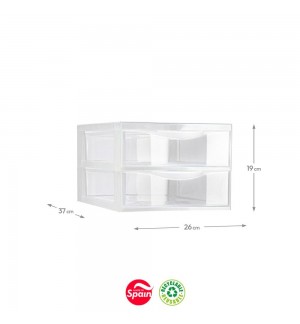 Bloco 2 Gavetas Plástico Easy 26x37x19cm Transparente