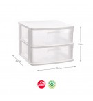 Bloco 2 Gavetas Plástico Sena 38,5x40x34cm Branco