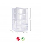 Bloco 4 Gavetas Plástico Duero 18x25,5x33,5cm Transparente