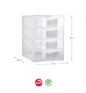 Bloco 4 Gavetas Plástico Easy 35,5x27x35cm Transparente