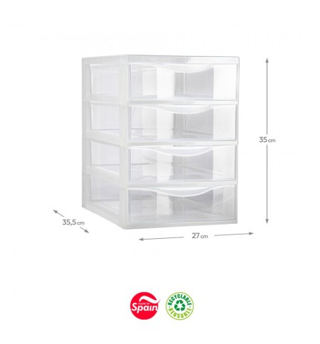 Bloco 4 Gavetas Plástico Easy 35,5x27x35cm Transparente