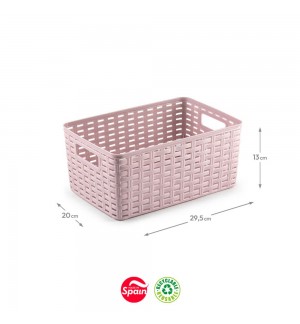 Caixa Arrumação Rattan Nº2 6L Rosa Pastel
