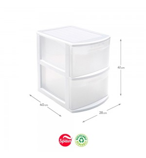 Bloco 2 Gavetas Plástico Tamesis 28x40x41cm Branco