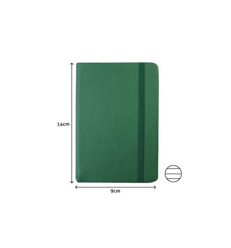 Bloco Notas Pautado 14x9cm Semi Pele Verde Esmeralda 116Fls