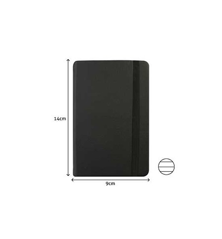 Bloco Notas Pautado 14x9cm Semi Pele Preto 116Fls