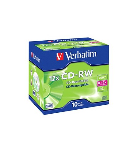 CD-RW 700MB 8x 10x Verbatim Jewell Case 10un