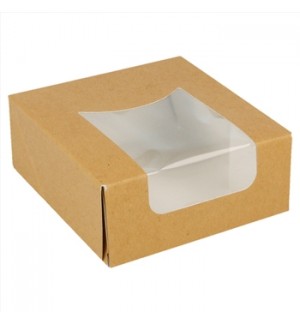 Caixa Cartão Kraft c/Janela Sushi 10x10x4cm 50un