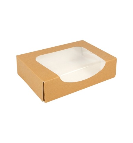 Caixa Cartão Kraft c/Janela Sushi 17,5x12x4,5cm 50un