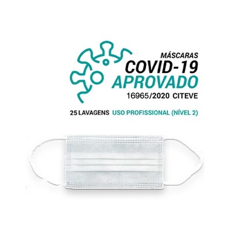 Máscara Reutilizável 25 Lavagens Adulto Branco Nivel 2 - 3un