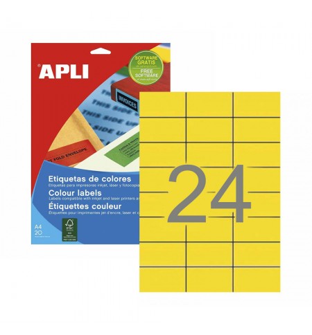 Etiquetas 070x037mm 20Fls A4 Amarelo Apli 480un