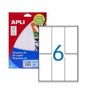 Etiquetas 049x100mm 15Fls A5 Branco Apli 102un