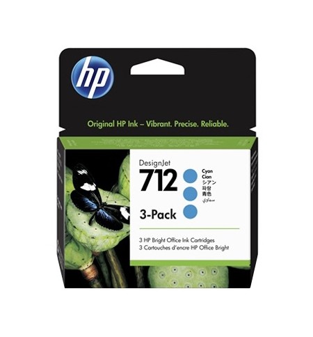 Pack Tinteiros HP 712 Cyan 3ED77A 29ml 3un