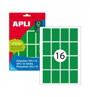 Etiquetas 025x040mm 8Fls A5 Verde Apli 128un