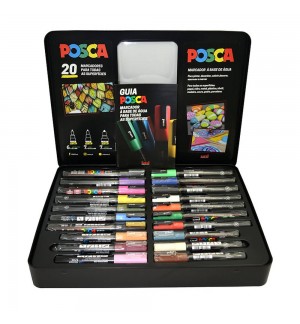 Mala Metálica Marcadores Sortidos Uniball Posca 20un