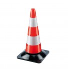 Cone Sinalização Branco/Laranja com Base Preta 50cm