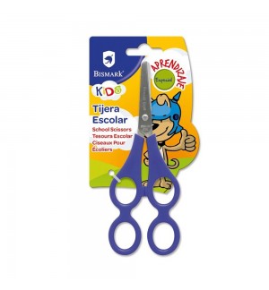 Tesoura 18cm Iniciação Pega Dupla Blister Sortido 1un