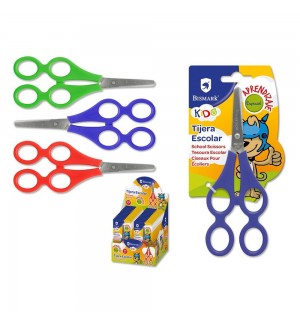 Tesoura 18cm Iniciação Pega Dupla Blister Sortido 1un