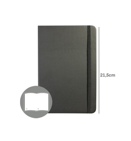 Bloco Notas Liso 21,5x14,5cm Semi Pele Preto 116Fls