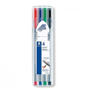 Marcador Fino Staedtler Triplus 334 0,3mm 4 Cores 4un